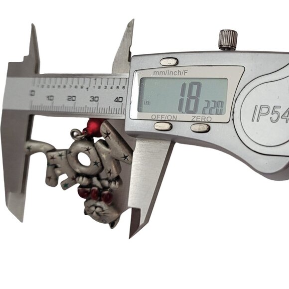 Attwood & Sawyer Vintage Cat Noel Red Jingle Bell Dangle Brooch Pin, Signed E871 - Picture 6 of 7